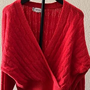 Pink Rose Women's V-Neck Bright Orange Sweater